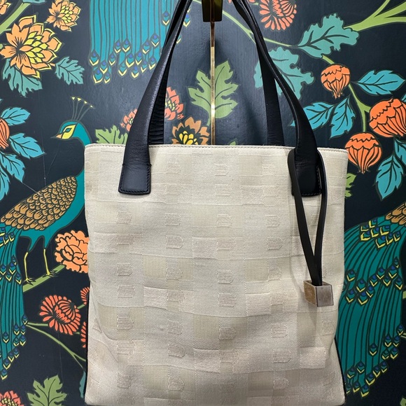 Bally Vintage Jacquard Logo Tote with Leather Trim – Made in Italy - Picture 3 of 15